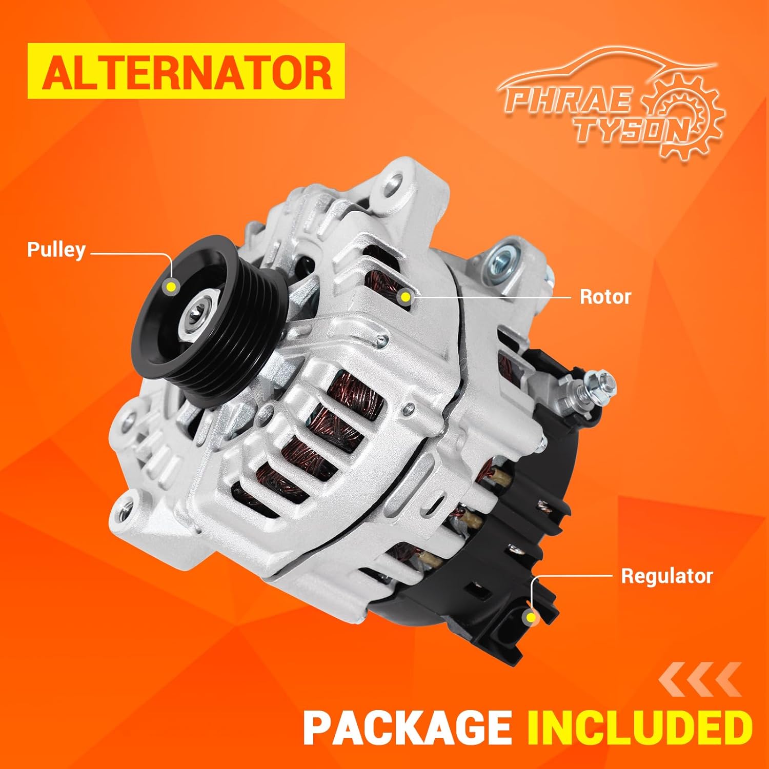 13.5V 180Amp High Output Alternator Compatible with 2020-2024 Hyundai Palisade Kia Telluride 3.8L Replaces # 37300-3L060 2722099 601-10129