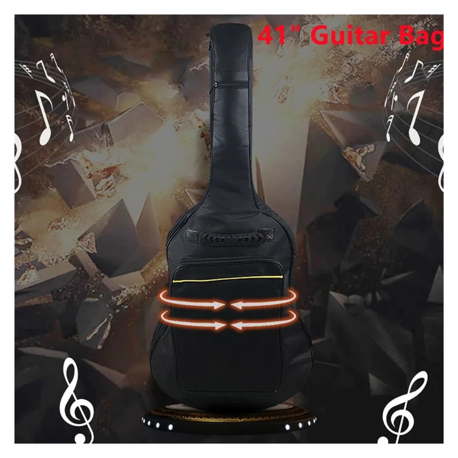 Pokrowiec na gitarę 41-calowy pokrowiec na gitarę akustyczną Wodoodporny nylon Oxford Podwójne paski Wyściełany czarny futerał Plecak koncertowy Instrument muzyczny
