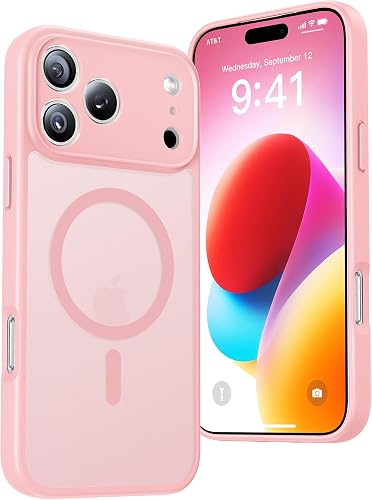 Magnetic for iPhone 17 Pro Max Case, Full Camera Protection, Compatible with MagSafe,Military-Grade Shockproof, Anti-Slip, Matte Slim Cover for i Phone 17 Pro Max e Case 6.9",Pink