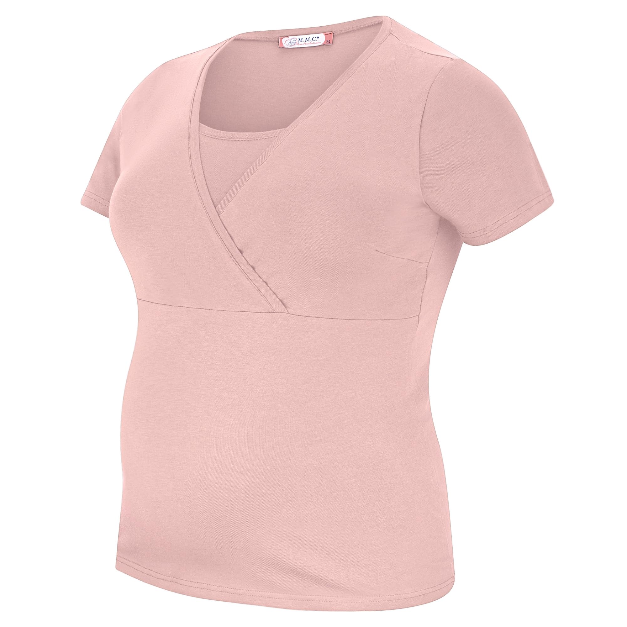 M.M.C. Koszulka do karmienia z krótkim rękawem, zestaw 3 sztuk, moda ciążowa i do karmienia, jednokolorowa, 95% bawełna, rozmiar S do XL