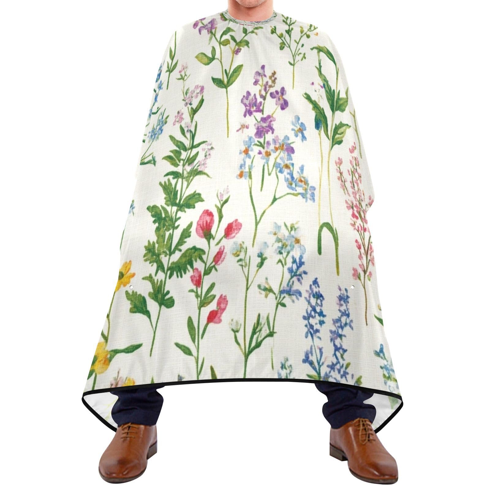 Kigai Hair Cutting Cape for Men & Women Wildflowers Waterproof Barber Cape Professional Hairdressing Salon Styling Cape with Adjustable Closure Snap
