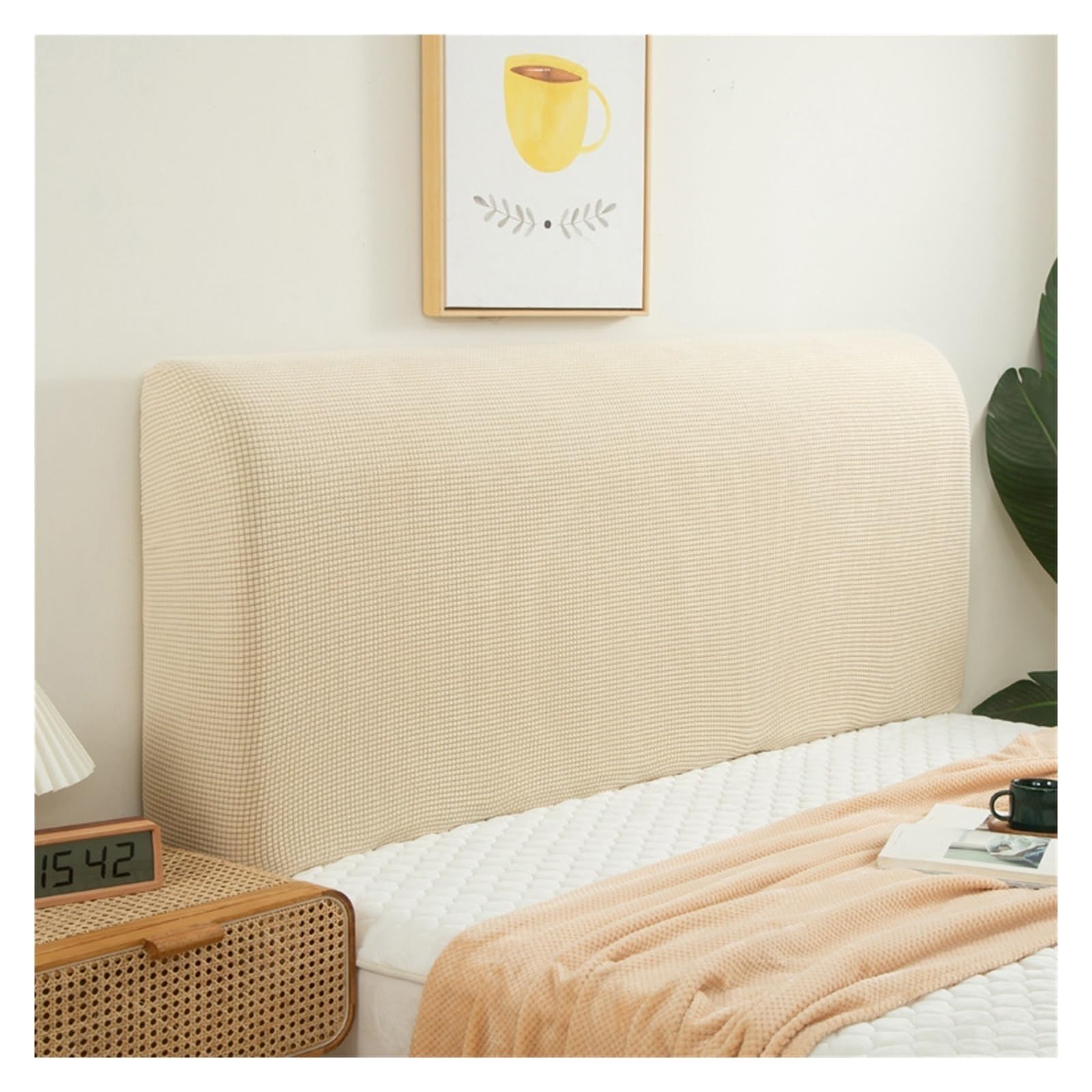 Bed Headboard Covers Headboard for Double Size Bed Head Cover Quilt King Bedhead Bedspread Linen Cotton Board Sheets Case on The Pillow Eyelash Couch for Beds, Bedroom and Hotel Furniture(Cream color,