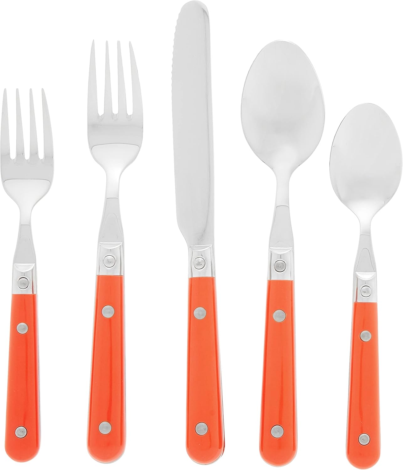 Ginkgo International Le Prix Stainless Steel Dishwasher-safe 30piece flatware set, Service for 6, Persimmon, (22718)