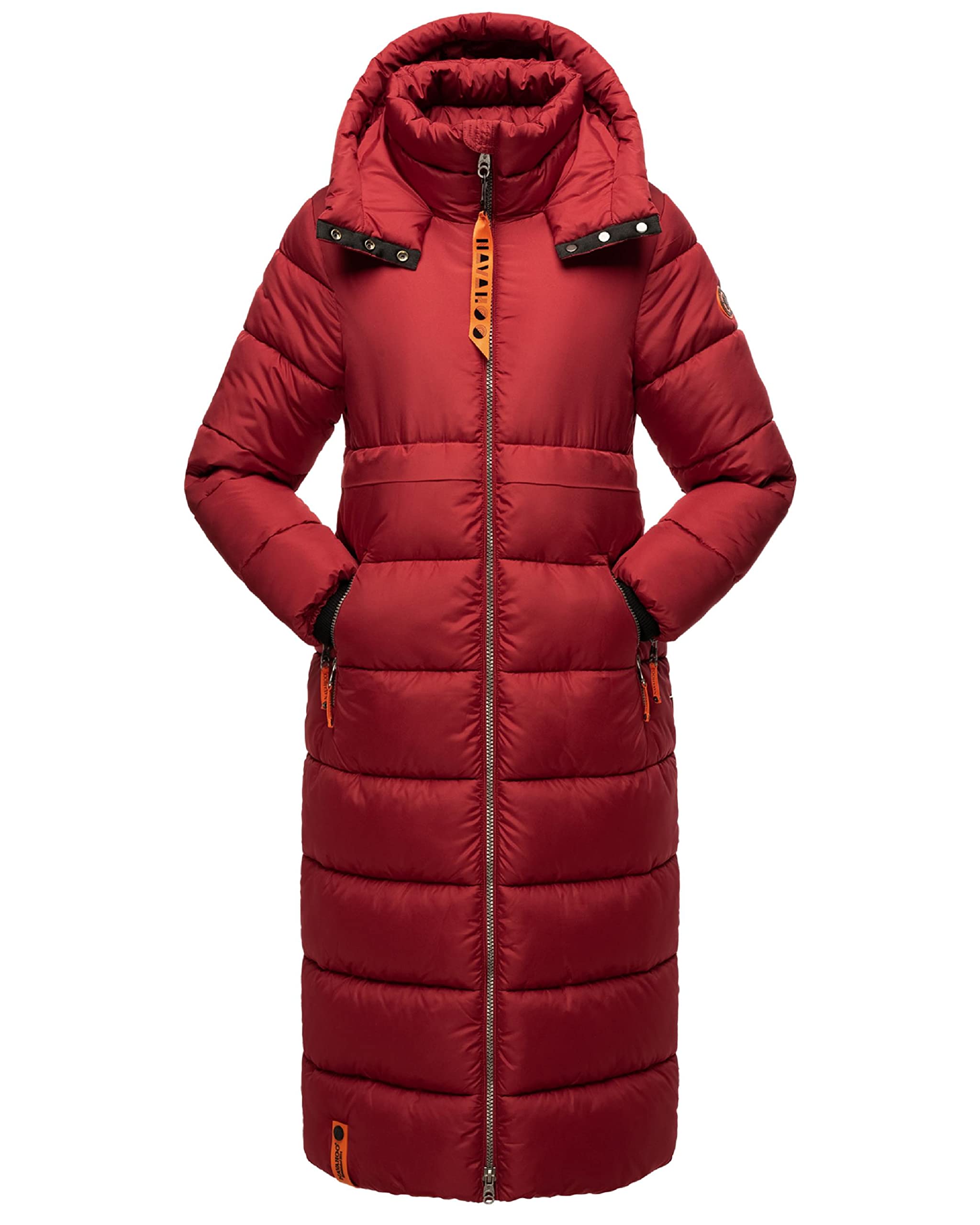 Navahoo Women's Winter Coat Warm Quilted Coat with Hood Crystal Flower XS - 6XL, Blood Red, XS