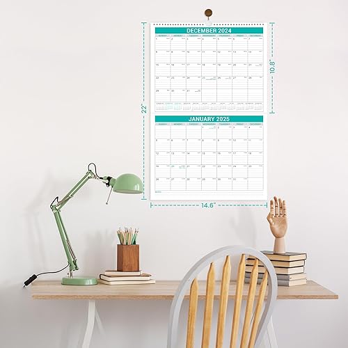 Miniatura 7 de Calendario mensual de pared 2024-13, de enero de 2024 a enero de 2025, calendario con fecha juliana, 22 x 14.6 pulgadas (abierto)