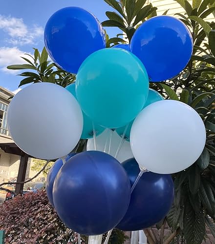 Miniatura 8 de 60 globos de látex de 12 pulgadas, color azul real, verde azulado, rosa, amarillo, decoración de cumpleaños, boda, baby shower, fiesta (azul real,