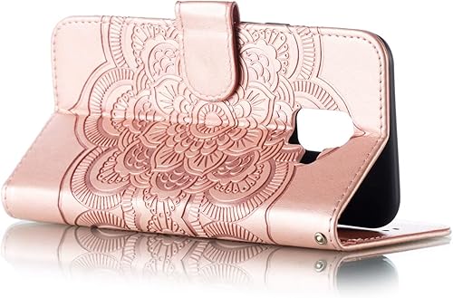 Miniatura 10 de LEECOCO - Funda para Samsung A6 2018 con diseño de mandala en relieve de lujo de piel sintética con tapa para cuaderno, cartera con soporte