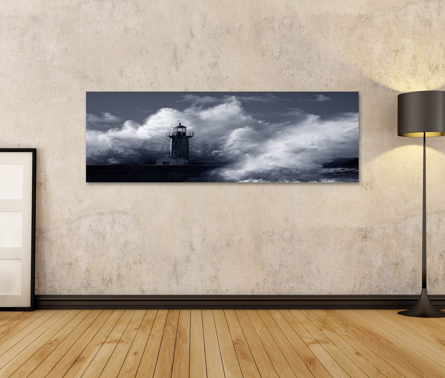 islandburner cuadro sobre lienzo grandes olas tormentosas faro imágenes murales póster