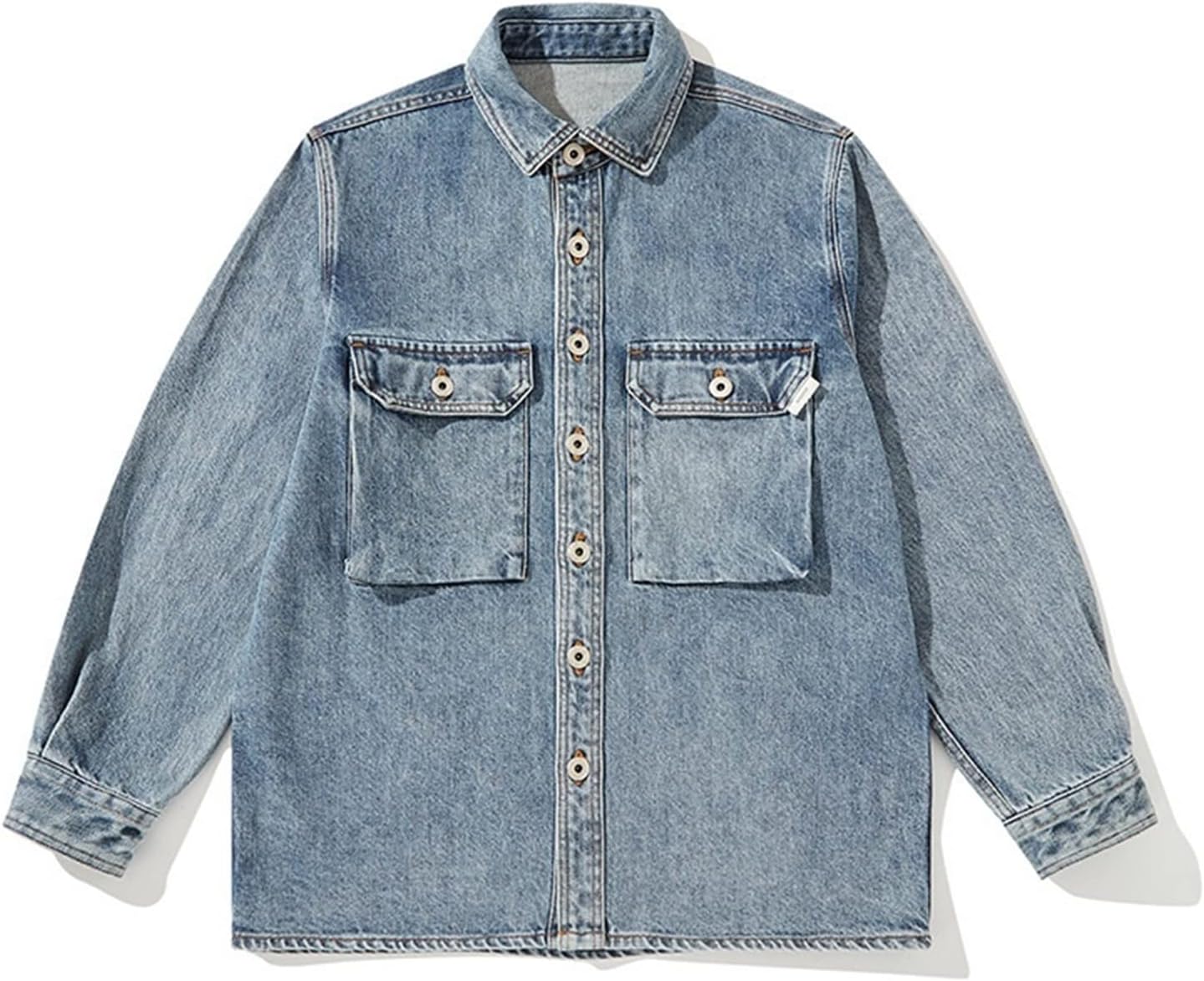 CBYBCRD Jean Jacket Denim Jacket Light Blue Denim Jacket Thick Autumn And Winter Thickened Denim Jacket Men's Loose Denim Jacket(S)