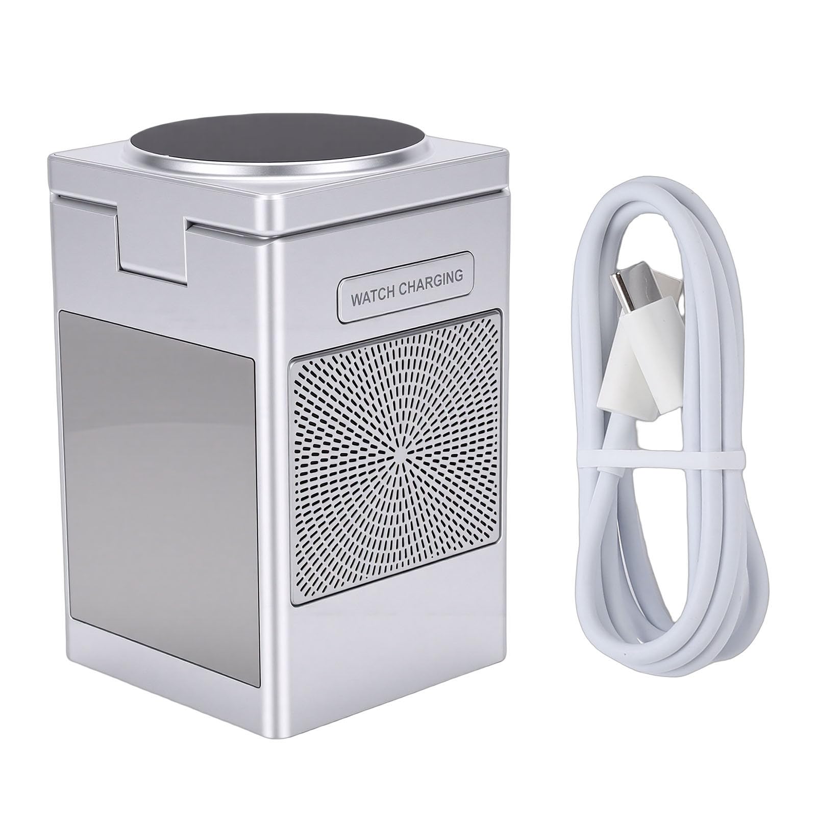 CHICIRIS Stazione di Ricarica Wireless, Materiale ABS, Altoparlante Bluetooth con Display Animato e funzionalità Sveglia per e Watch