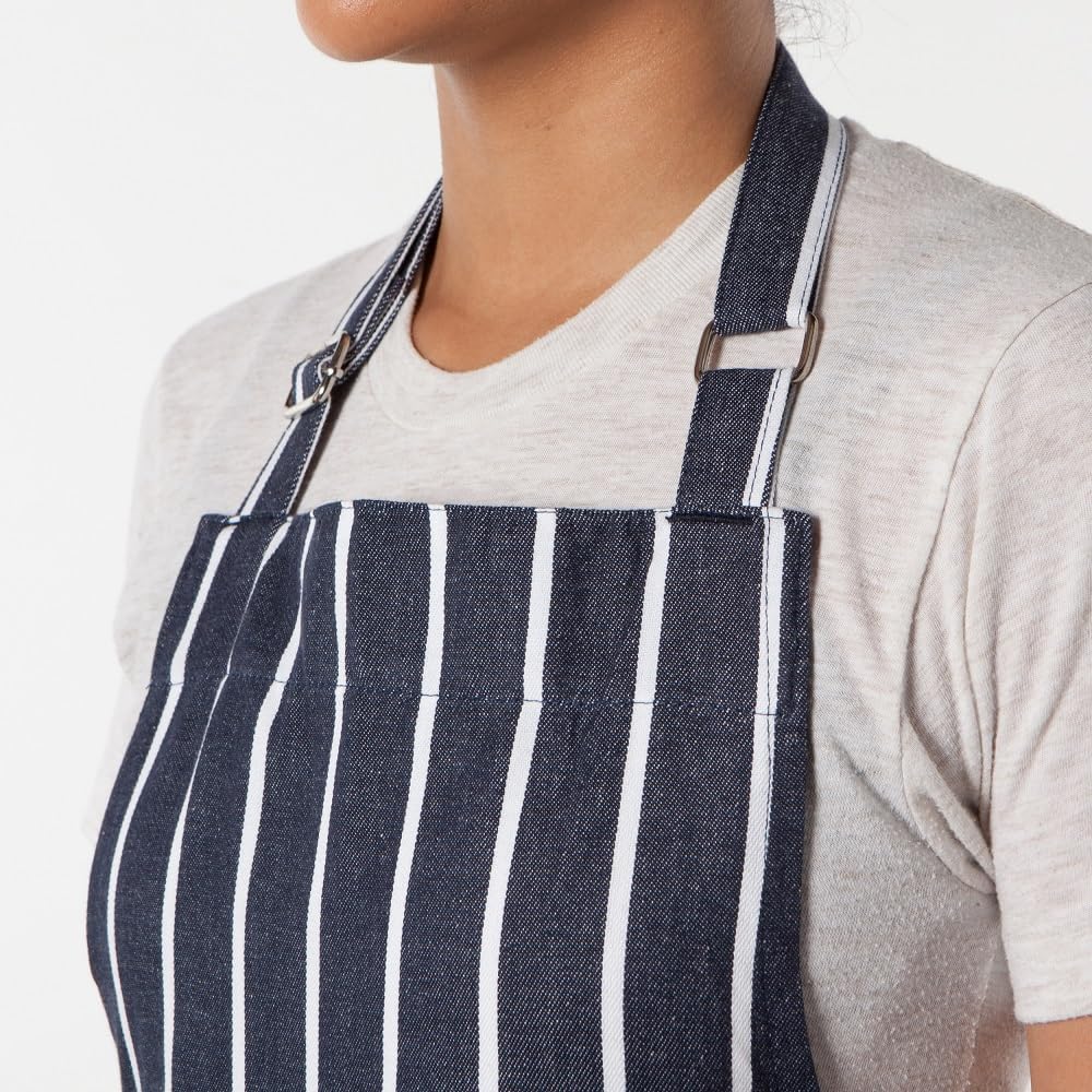 Now Designs Basic Cotton Kitchen Chef's Apron, Butcher Stripe