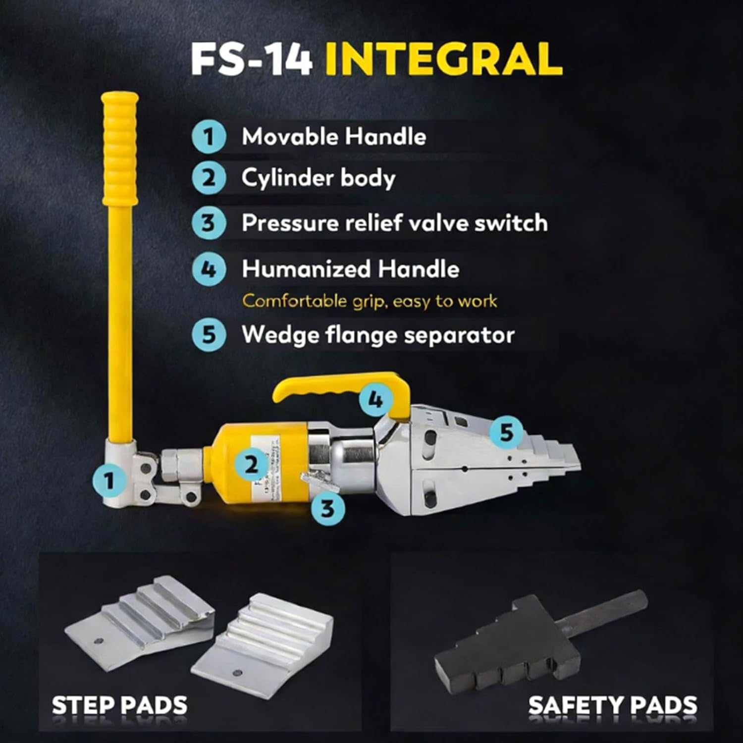 Hydraulic Flange Spreader Splitter, Portable Hydraulic Flange Separator Manual Expansion Separation Tools for Emergency in Case of Road Accidents, Manual Tension Pliers in Steel Alloy