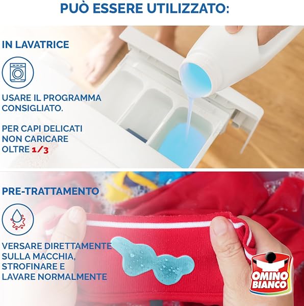 Omino Bianco - Detersivo Lavatrice Igienizzante Liquido, 132 Lavaggi, Igienizza i Capi e Rimuove Germi e Batteri, 1760 ml x 3 Confezioni - 4