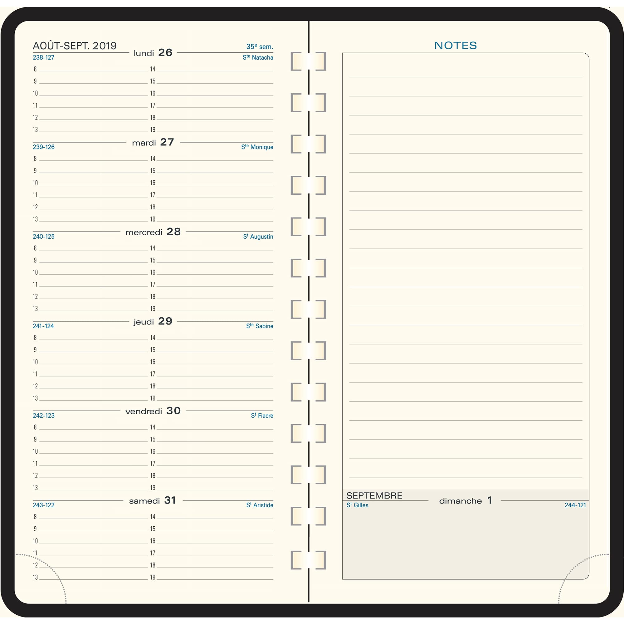 Exacompta 174221e Weekly Pocket Week on 2 Pages Plastic Cover with Spiral Cassandra Black Book, 9,17 - Image 2