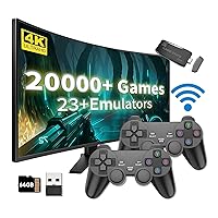 Vista 1 de 2025 Retro Game Console Pro 4K Plug & Play TV Gaming Stick with 20,000+ Classic Games, 23 Emulators, 2 Wireless Controllers Included