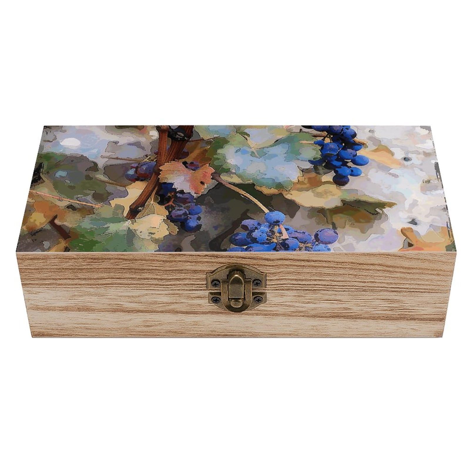 NTVOWPZO Wooden Storage Box Art Painting of Vines Wood Gift Box with Hinged Lid Vintage Decorative Boxes Jewelry Memory Box for Jewelry Art Hobbies Home Storage Treasure Keepsake Gift