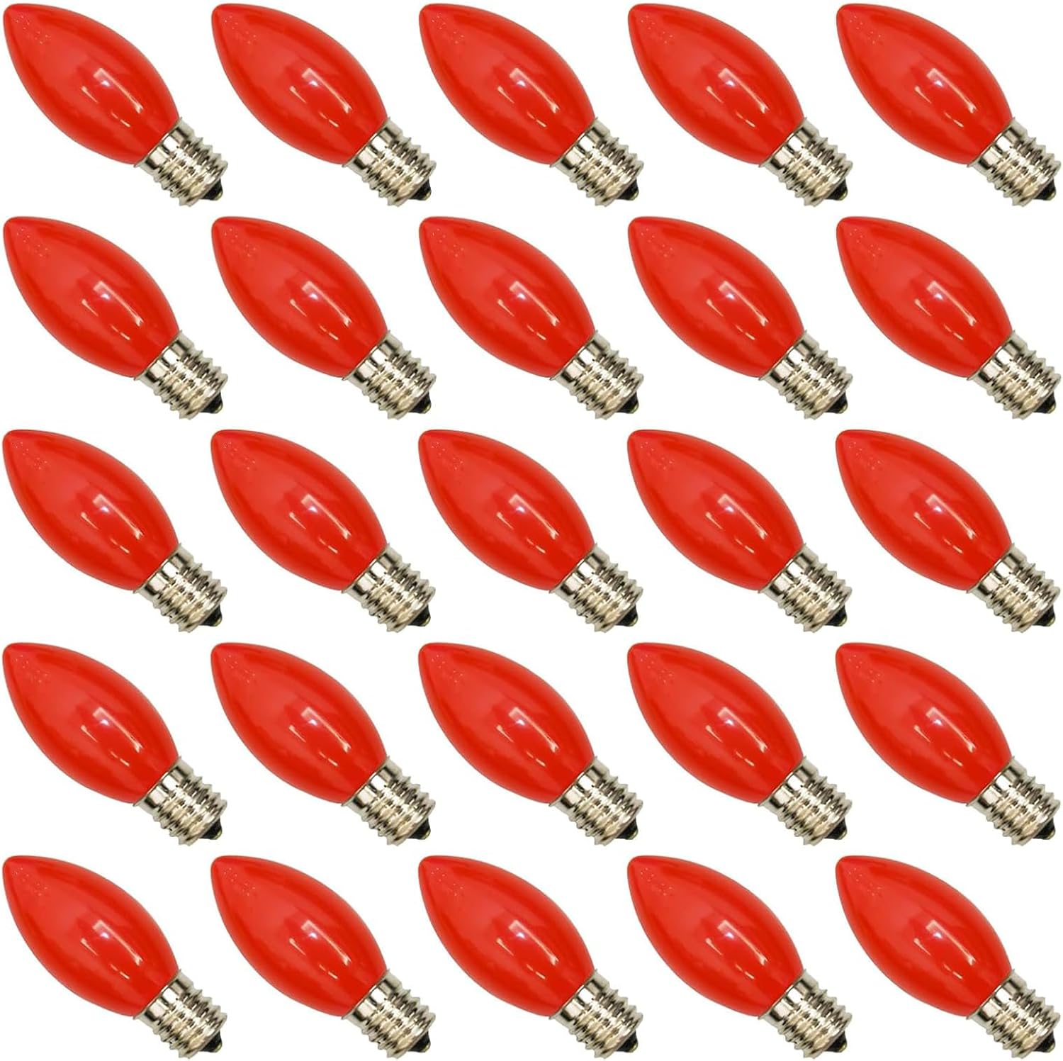 GOOTHY 25 Pack C9 LED Red Christmas Lights Bulbs, 0.6W Shatterproof Red C9 Replacment Bulbs for Christmas Outdoor Patio String Lights, LED E17 Base Bulb, Night Light Bulbs, Dimmable