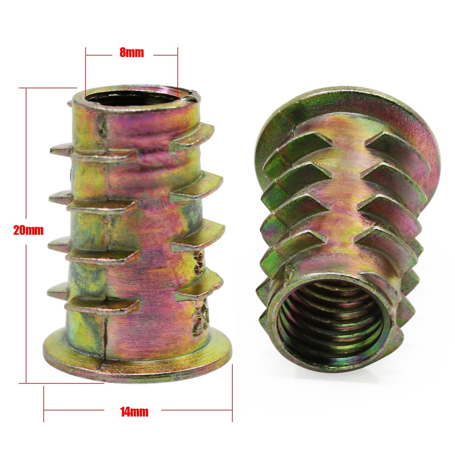 TOP-VIGOR 50Pcs Threaded Insert Nuts for Wood M8 Insert Hex Socket Nuts, Flanged Hex Socket Screw - Image 2