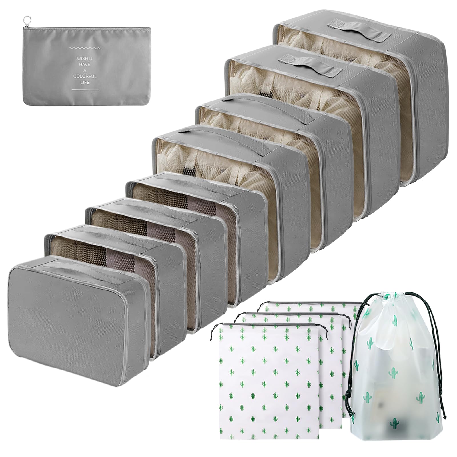 Koffer Organizer Set 13-teilig, Wasserdicht Packing Cubes, Multifunktionale Travel Packwürfel, Kofferorganizer Packtaschen für Koffer, Reise Organizer Set Mit Kleidertaschen