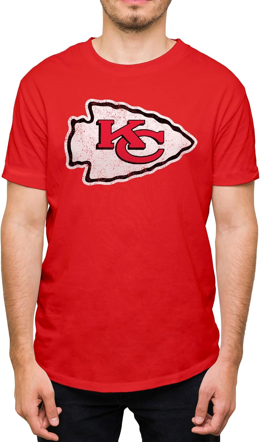Hybrid Sports NFL - Kansas City Chiefs - Distressed Team Logo - Men's and Women's Short Sleeve T-Shirt - Size X-Large Kansas City Chiefs - Red