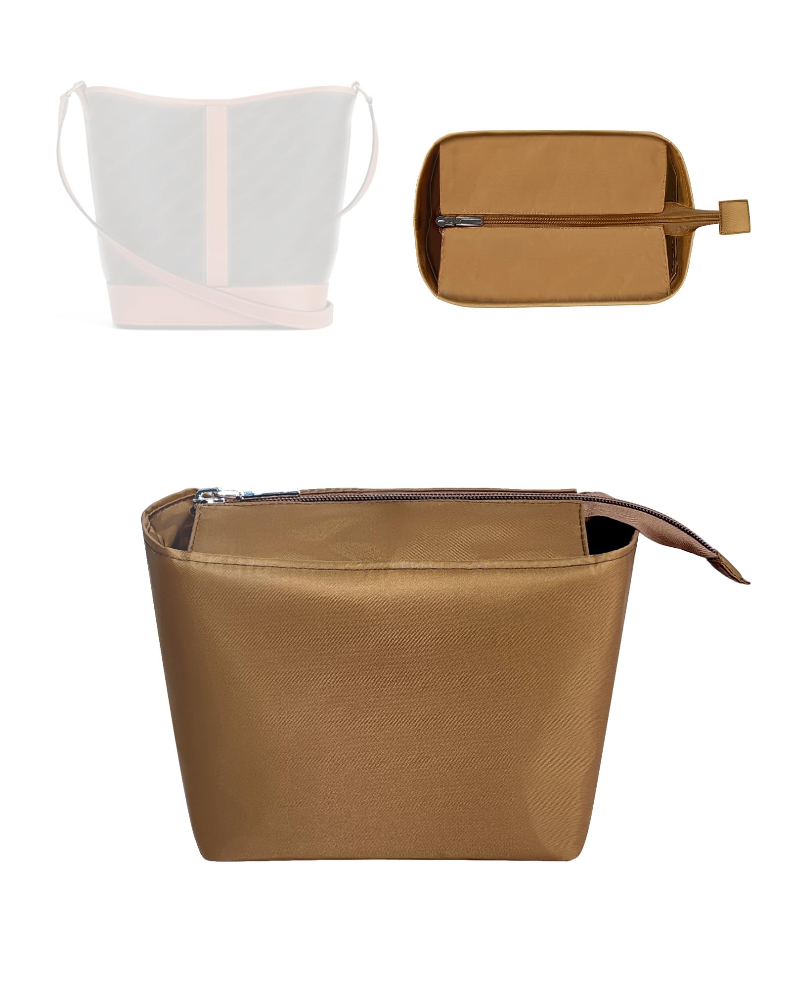 QIGUAN Purse Organizer Insert, Slim Inside Bag Organizer Insert Fit for Celine Triomphe Canvas Bucket Bag Small Drawstring Inner Liner Bag In Bag