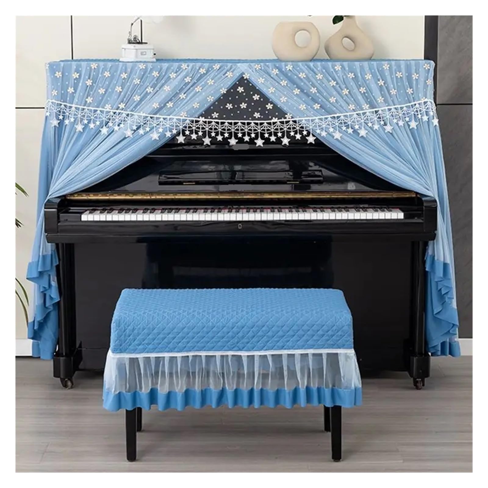 Copertura antipolvere for pianoforte, copertura completa in pizzo for suonare il, tutto incluso, comoda for, non c'è bisogno di toglierla