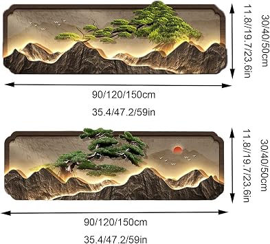 3D Decorative Painting, Creative Wall Sculptures with LED Light, Wall Art Decor Painting, Modern Hanging Mural, for Living Room Entrance Bedroom(Brown 1,30 * 90cm/11.8 * 35.4in)