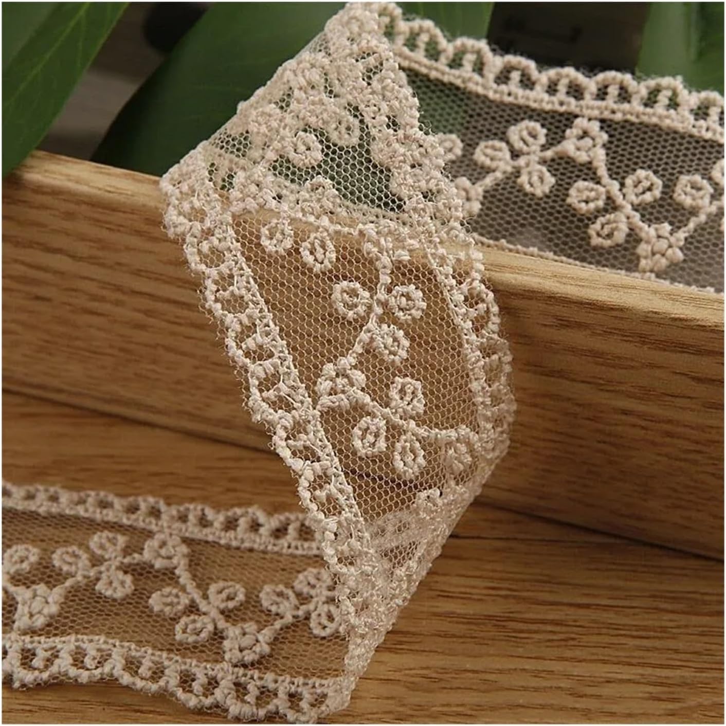 Encaje bordado khaki de 10 yardas para vestidos de boda y manualidades DIY