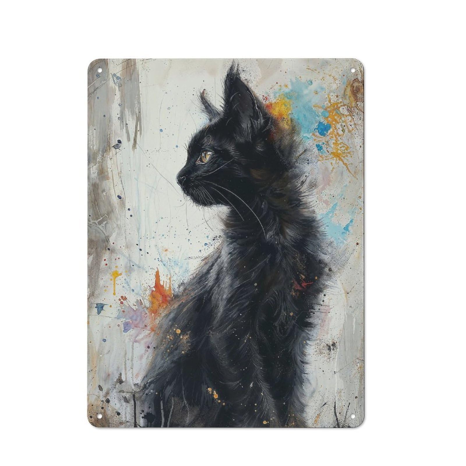 Junmoney Noir Feline Elegance Decorative Metal Plaque 40X30cm, Garage Style Shed Wall Plaque For Workshop, Basement, Shed Or Games Room