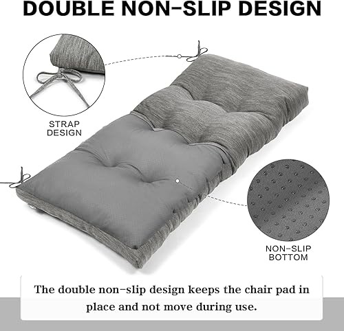 Miniatura 4 de baibu Cojín de banco clásico de color sólido de 36 pulgadas con lazos, súper suave, para interiores y exteriores, cojín de espuma de tamaño estándar