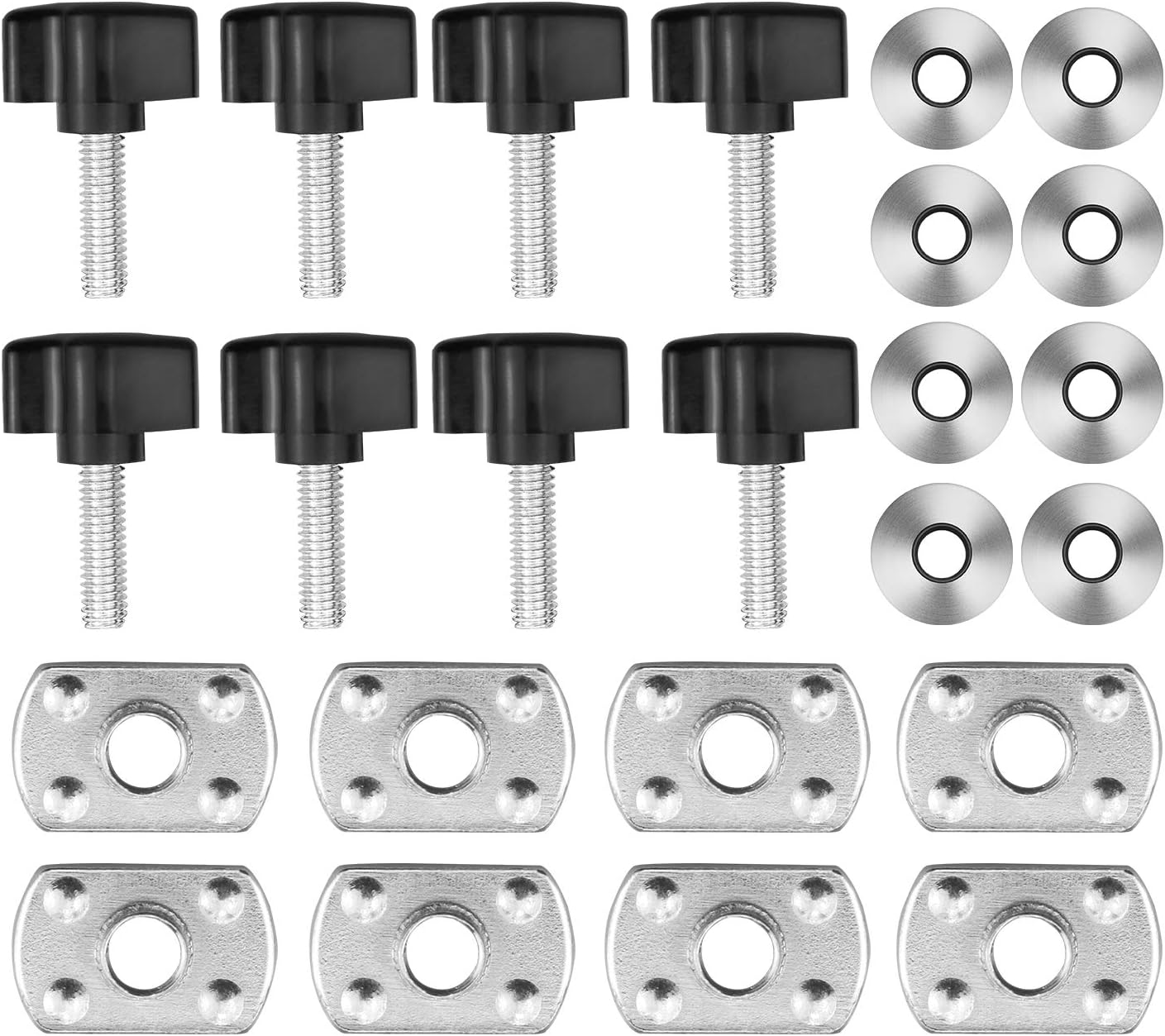 Universal Hard Top Quick Removal Fastener Thumb Screw and Nut Kit for 1995-2017 Jeep Wrangler YJ TJ JK JKU Sports Sahara Freedom Rubicon X & Unlimited X 2 Door 4 Door (Black)