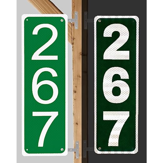 911 Address Reflective Sign House Numbers - Custom Mailbox Plaques Address Signs for Houses Outside Driveway Yard Post - Heavy-Duty Solid Aluminum Rustproof Metal House Number Sign (Vertical)