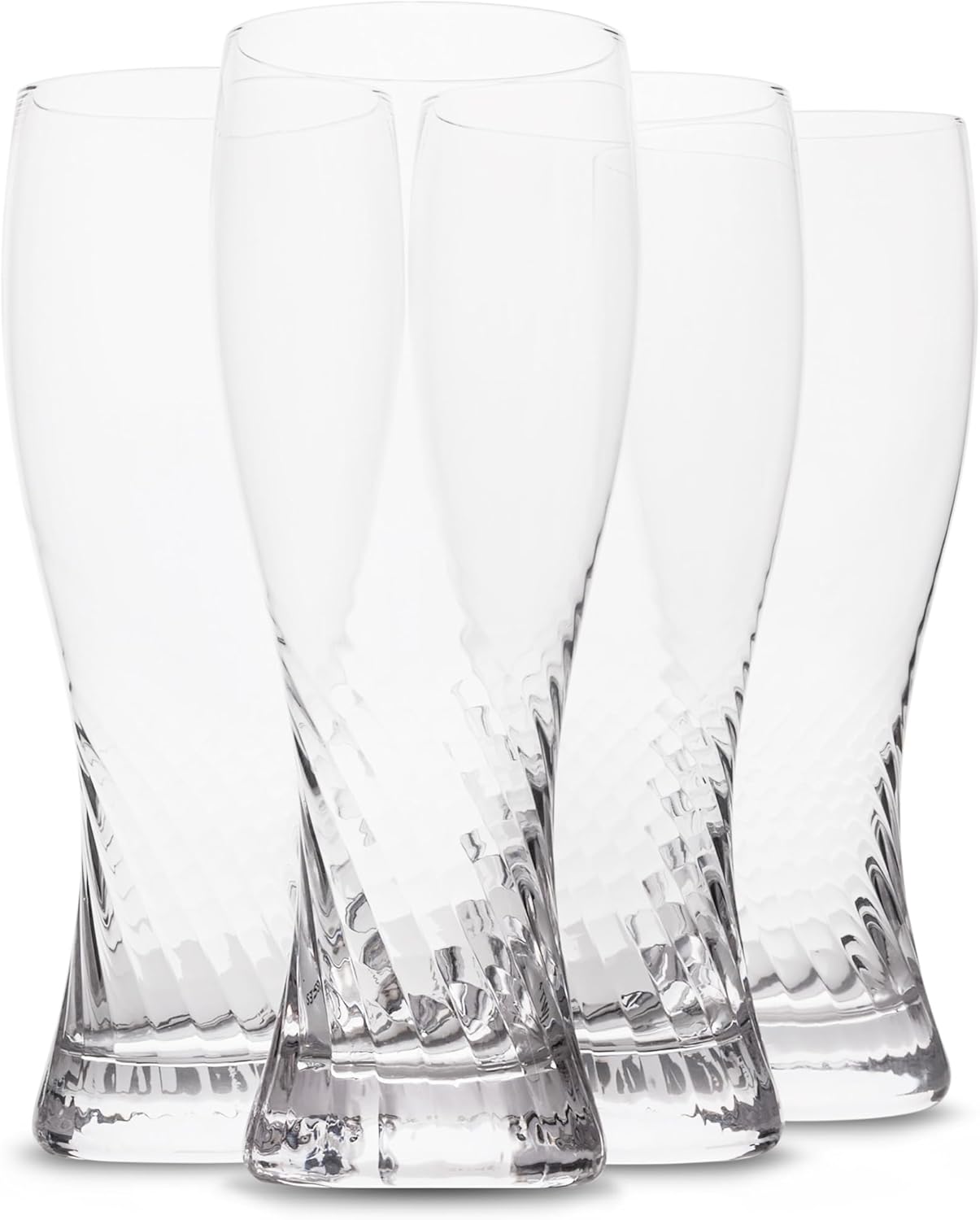 Twistedflow Beer Glasses Set of 4 | 20 Oz, Crystal glass, Advanced Twisted Design, Premium gift box, Lead-Free