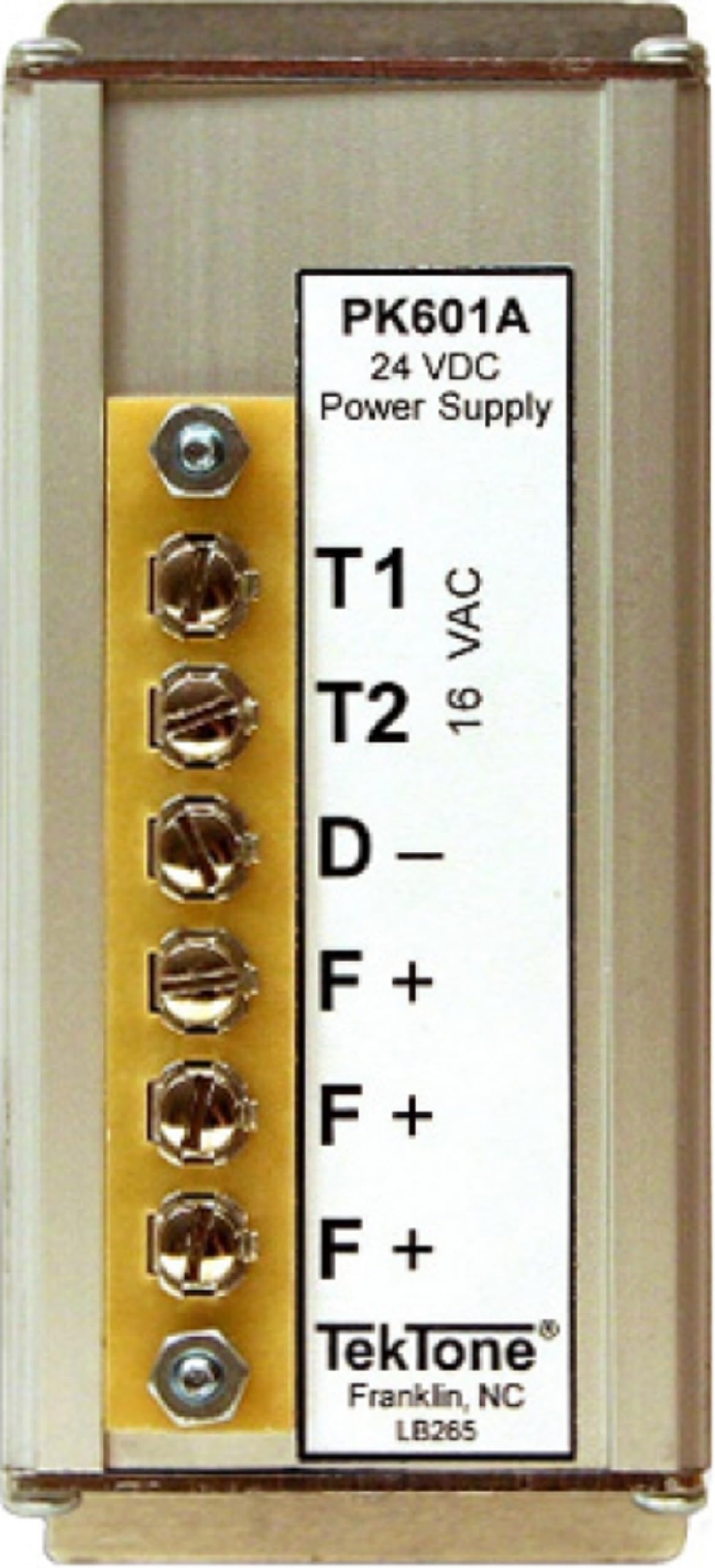 Alpha Communications PK601A 24VDC Power Supply; Requires 1-Model SS106 (16VAC) Transformer; Provides 24VDC (1 Amp) Output Power; Low-Voltage Operation; Rugged Extruded Aluminum Case