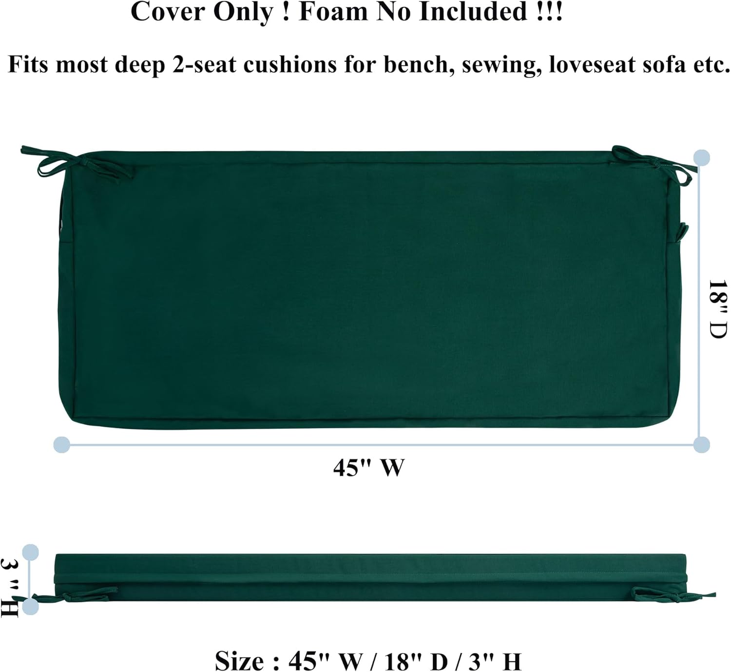 FUNHOME 1 Pack Outdoor Bench Cushion Covers 45"x18"x3" with 2 Pack Outdoor Chair Cushion Cover 22"x20"x4"
