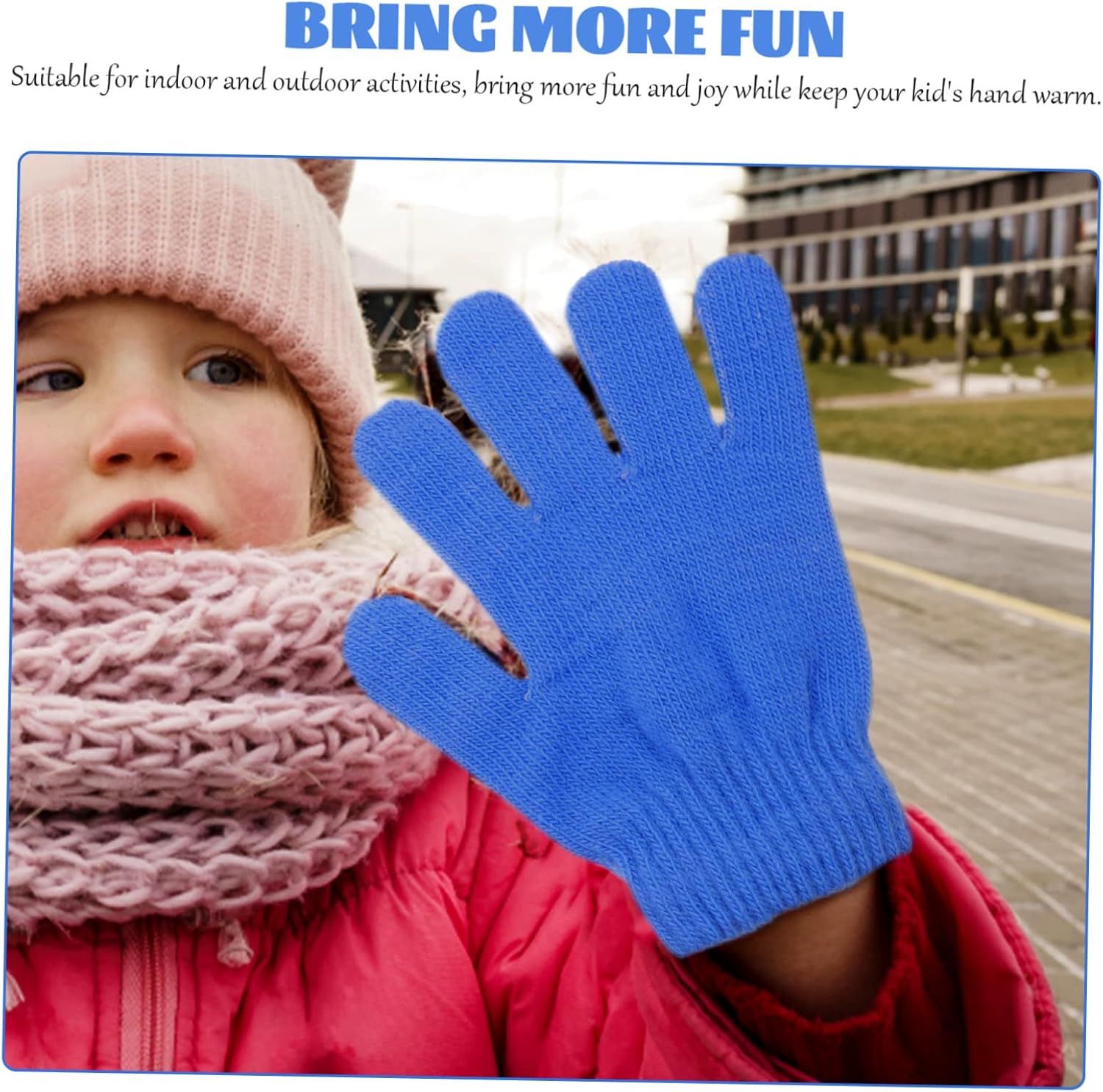 LIOOBO Thickened Fleece Gloves for Boys and Girls 6 Pairs Winter Mittens Warm Finger Mittens Non-skid Gloves for Indoor/outdoor