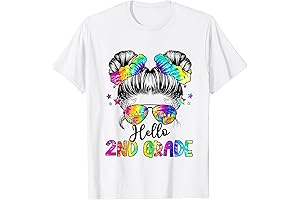 First Day of Second Grade Messy Hair Bun Girl Back To School Graphic Tshirt