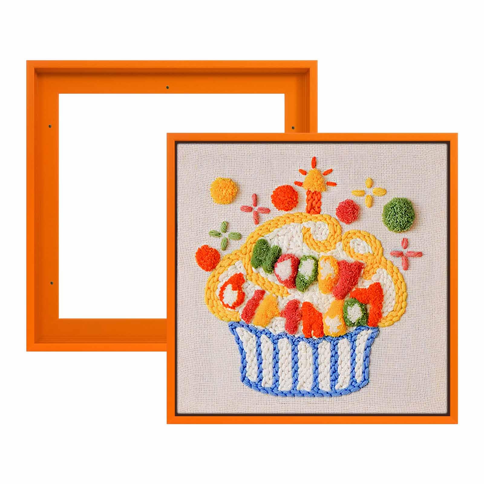 FOLKOR 2 Pack Floater Frame for 8x8 Canvas Paintings Art Prints,Orange