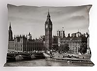 Vista 62 de Bolos decoraciones de fiesta funda de almohada por Ambesonne, bola roja con difusión Skittles vibrantes abstracta vibrante Arte, decorativo impreso