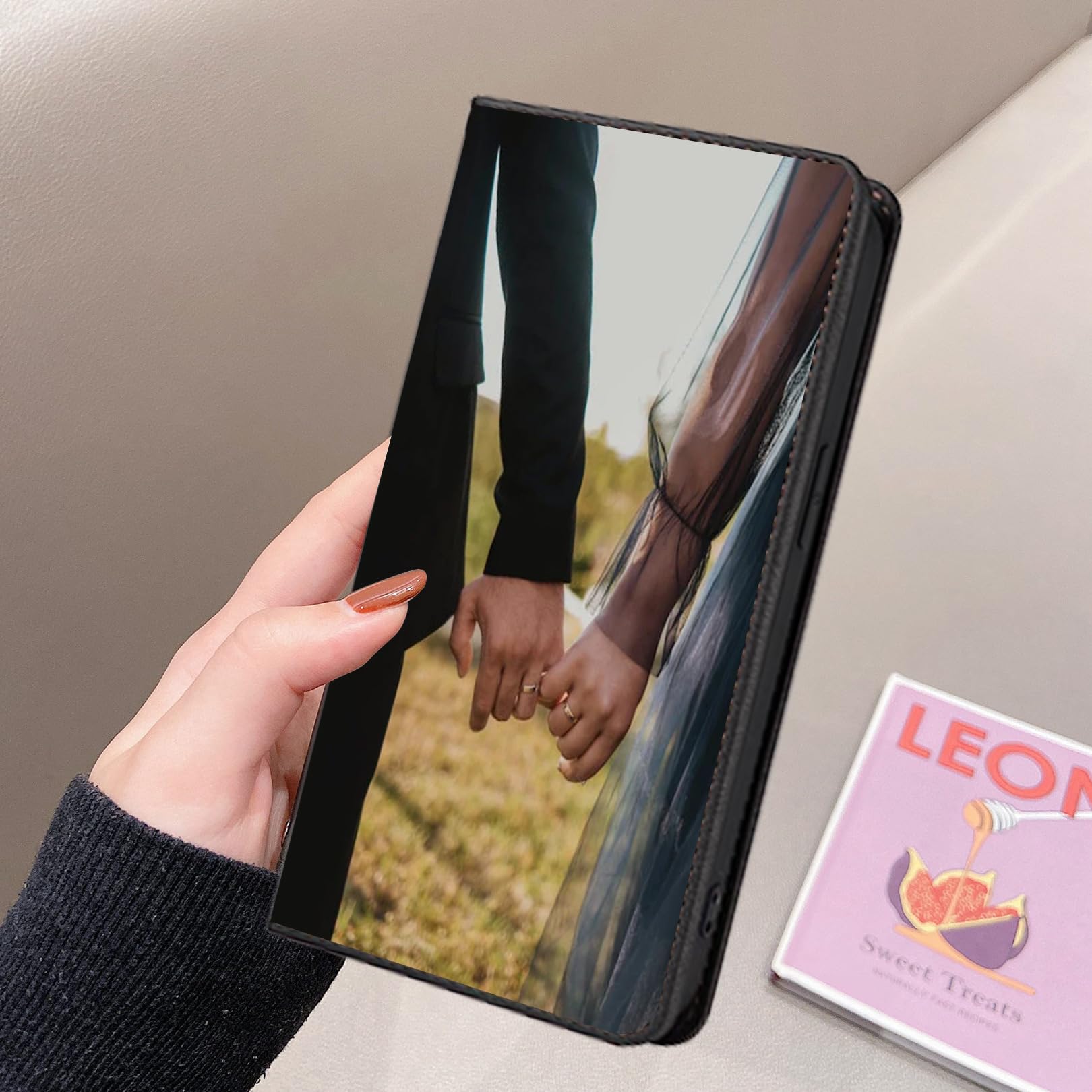 Custodia Personalizzata Per Redmi Note 10 5G, Flip Cover In Pelle PU Con Supporto E Slot Carte, Stampa Foto O Testo A Scelta, Nero - 2