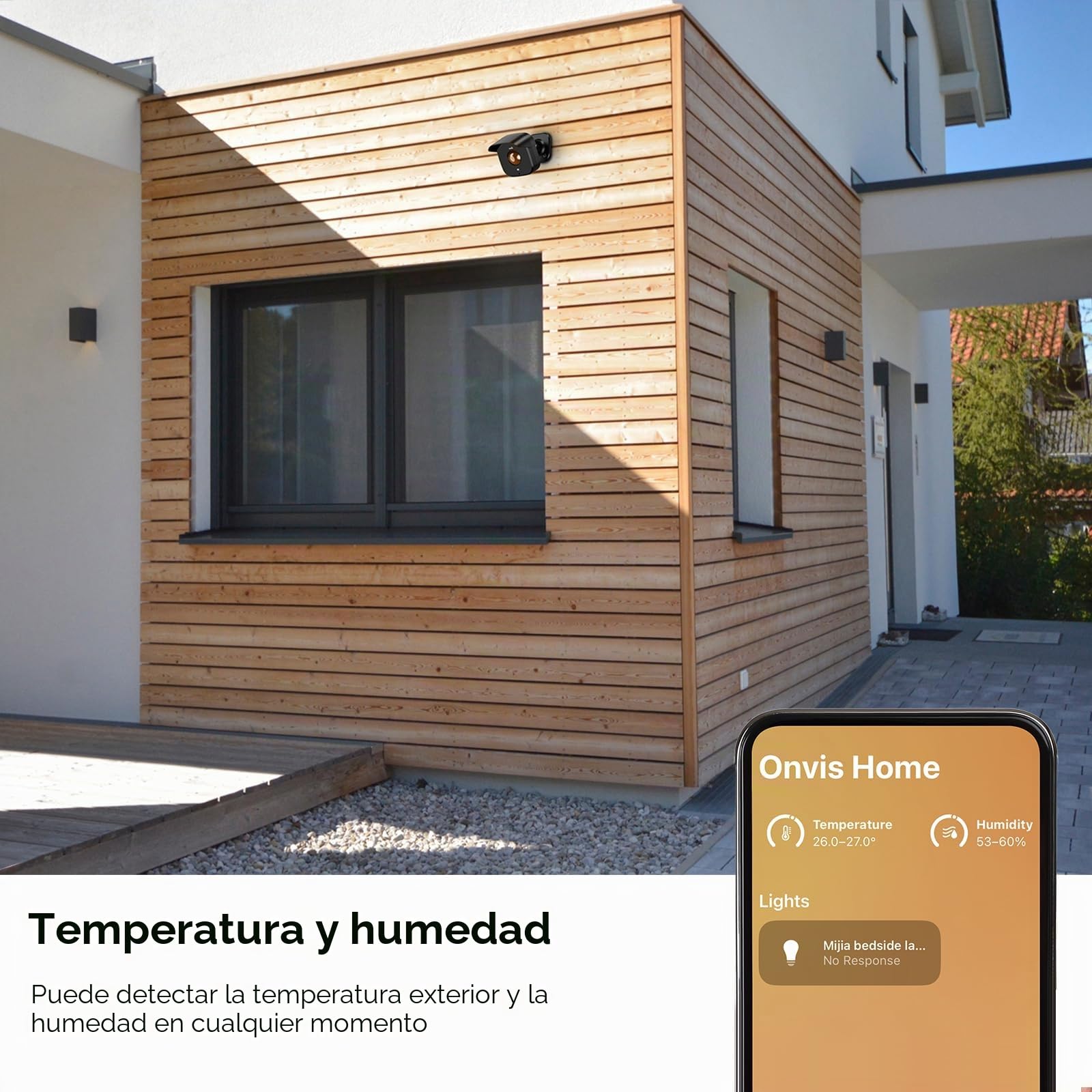 Onvis Detector de movimiento exterior Thread, Detector de movimiento impermeable IP66 con sensor de luz, medidor de temperatura y humedad, para sistema de alerta y automatización, funciona solo con