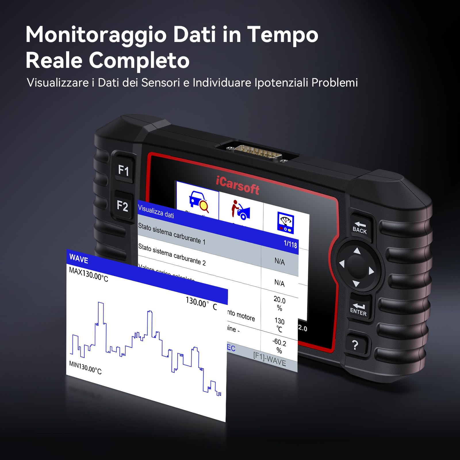 iCarsoft MB V2.0 OBD2 Auto Diagnostica per Ben.z/Sprinter/Smart, Diagnosi Auto in Italiano per Tutti i Sistemi, 9 Funzioni di Ripristino, Olio/EPB/BMS/ETC/SAS/INJ/TPMS/DP-F/ABS, Aggiornamento a Vita