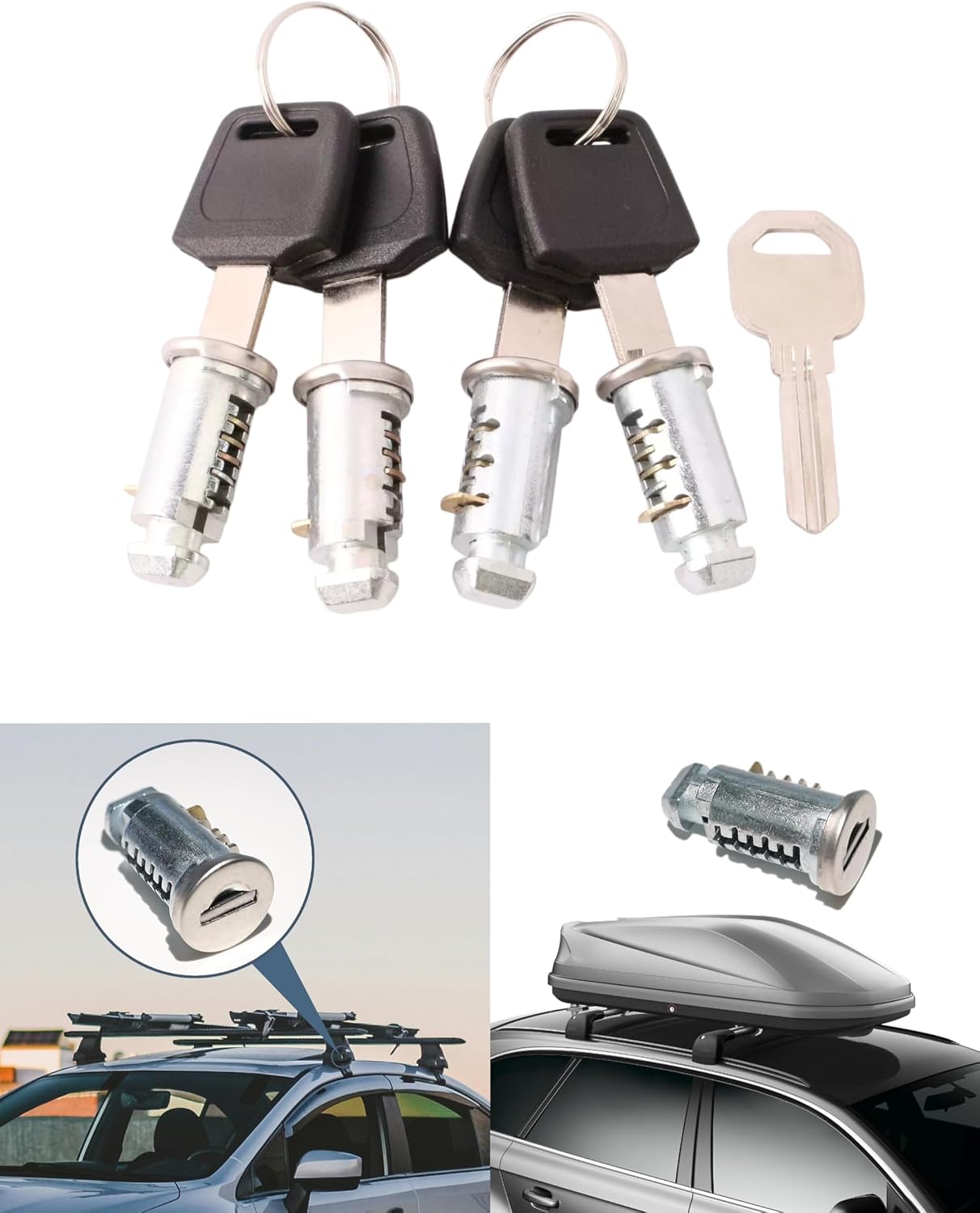 Lock Cores, 4 Pack, Compatible with Thule One-Key System | Lock Cylinders, For Bike Rack, Roof Rack, Cargo Box, Ski Rack & Tower Mounts