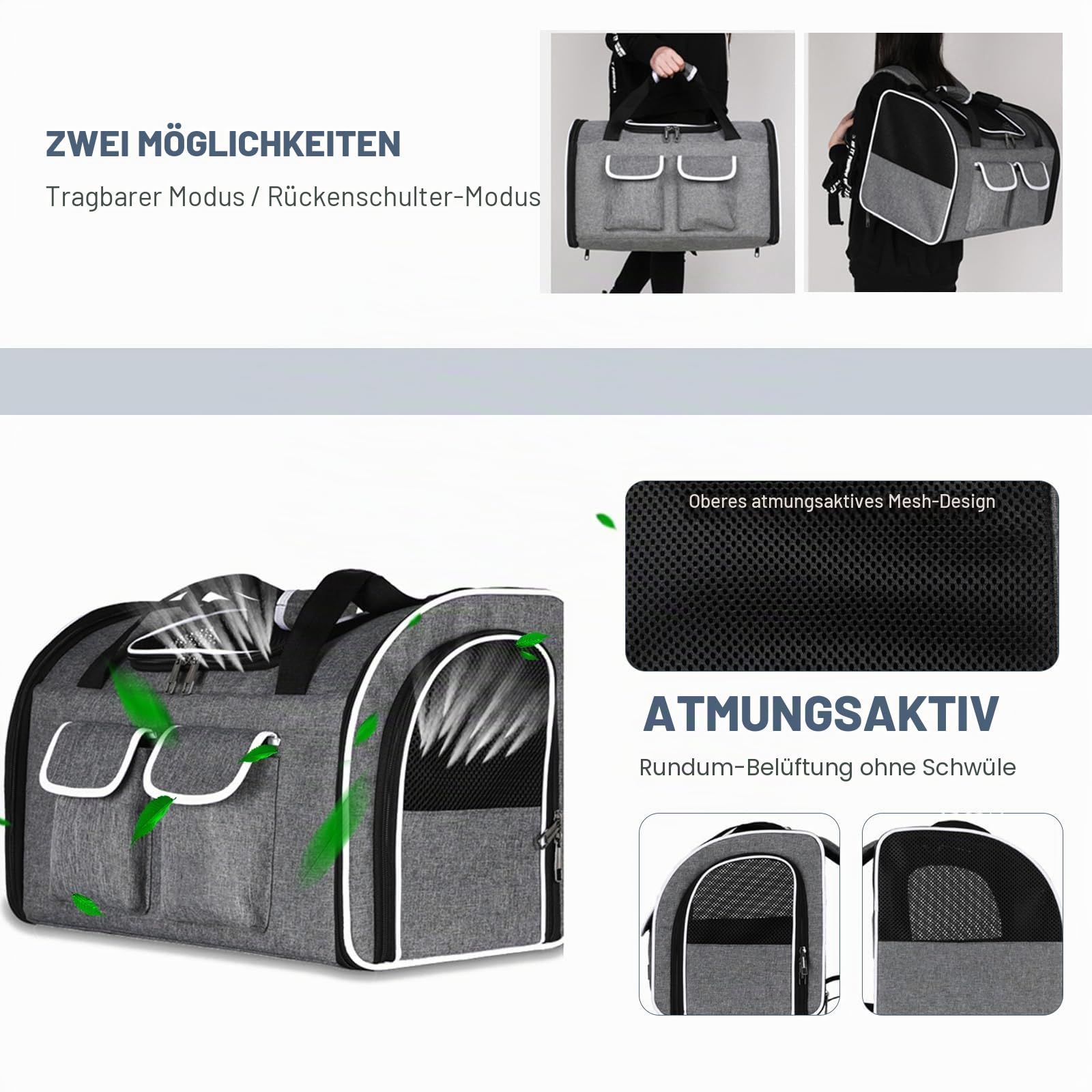 PETCUTE Katzenrucksack Hunderucksack für Katzen und Kleine Hunde,Atmungsaktiv Haustier Rucksack Katzentransportbox mit Herausnehmbarer Matte,Faltbar Katzentasche,Multifunktionales Transportbox Hund