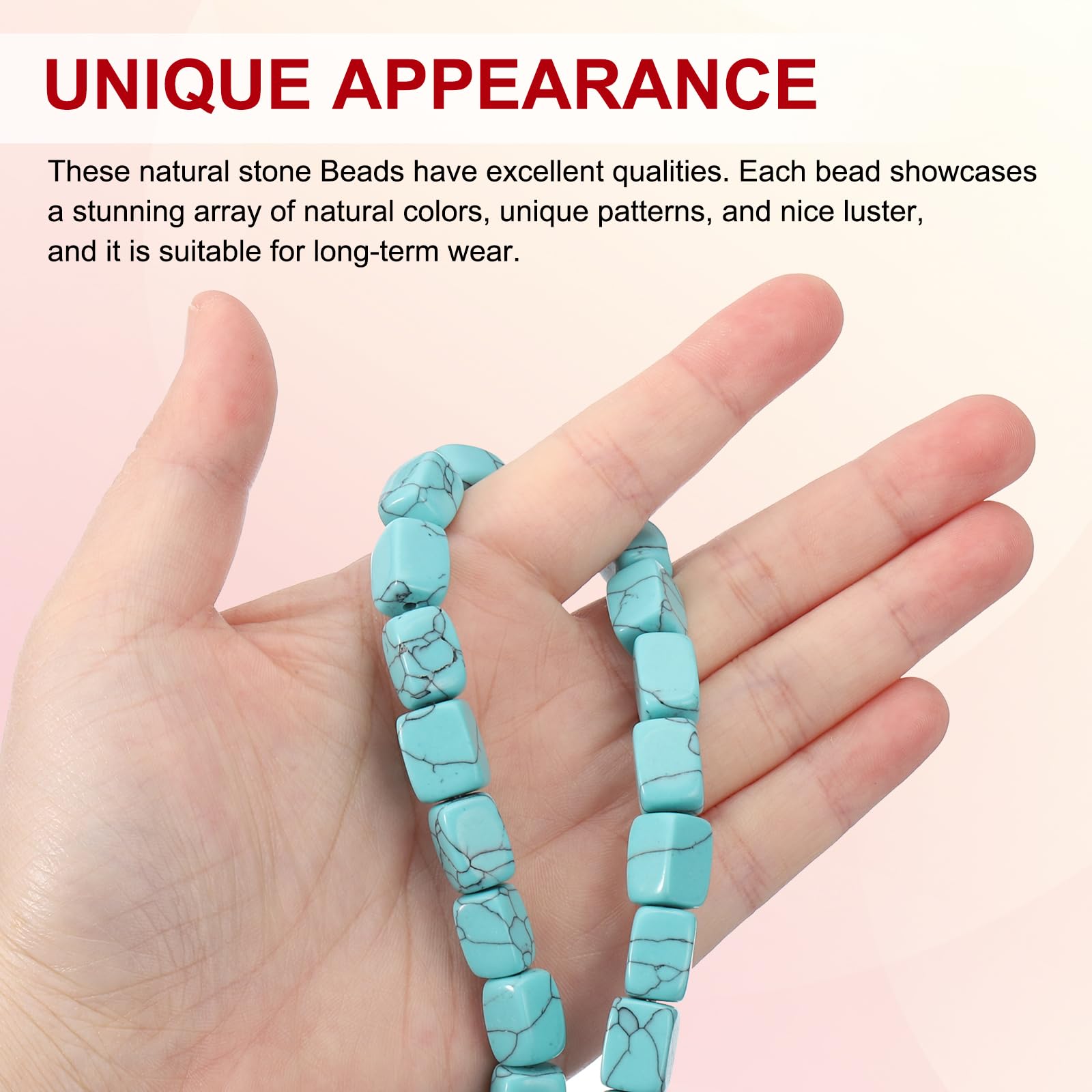 PATIKIL 12x8mm Natural Stone Gemstone Beads for Jewelry Making 1 Strand 15"/38cm Cuboid Loose Spacer Beads Crystal Agate Beads for Bracelet Necklace DIY Art Craft Cyan-Blue - Image 3