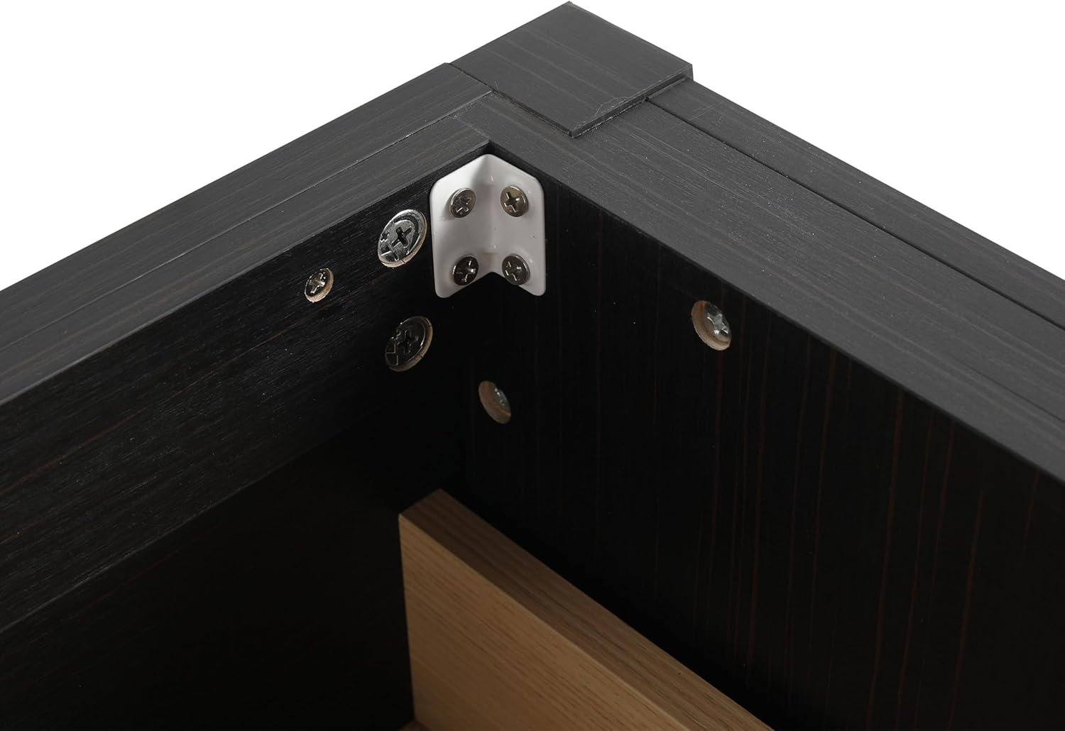 30" Bathroom Vanity Without Sink Top Freestanding 2 Storage Drawer 1 Open Shelf Plywood Construction Modern Wood Cabinet Only - No Top Black Chestnut with Brown Line