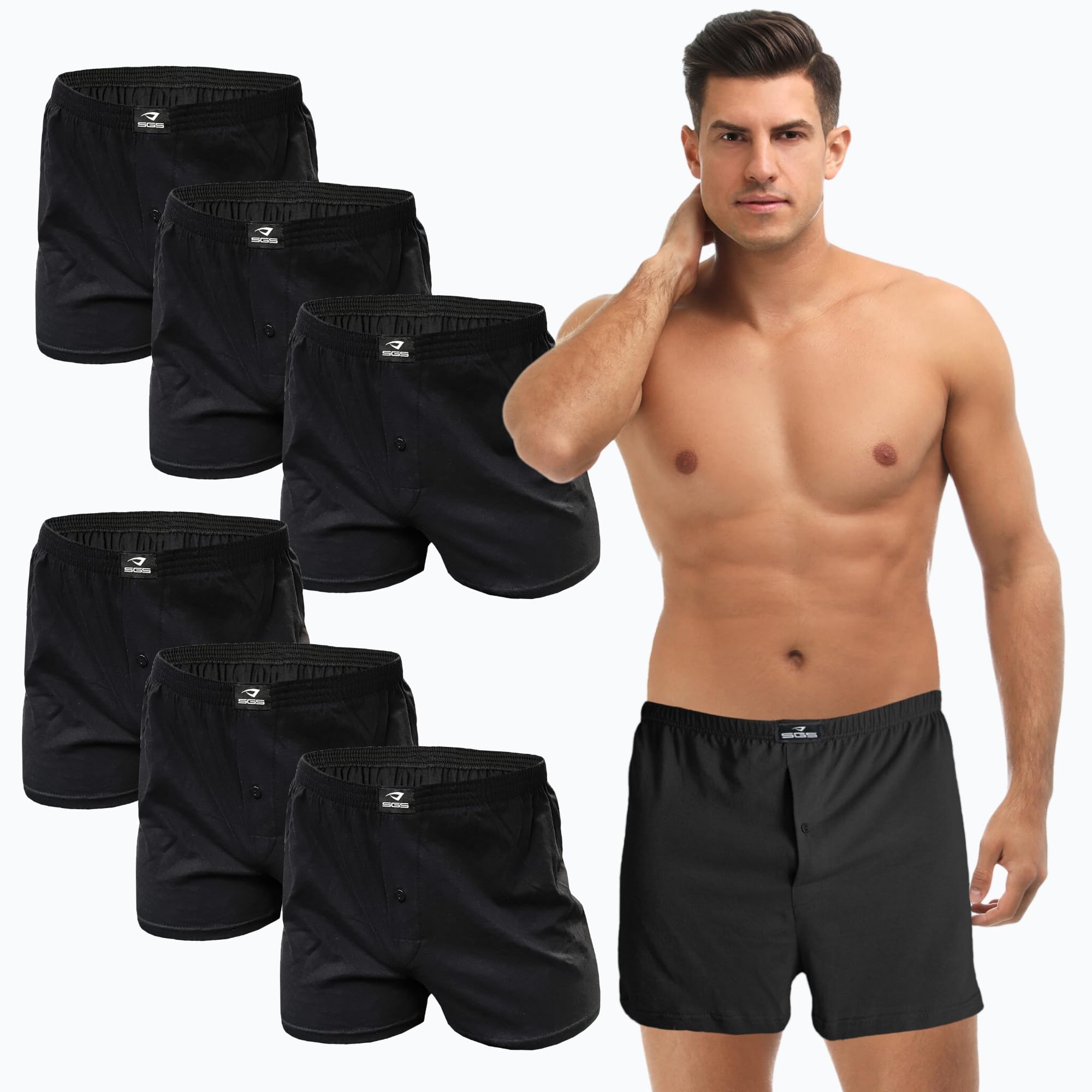 SGS 6-10 Pack Unterhosen Mann Herren Unterhosen Boxershorts Men (11/5XL, 6.stück - Schwarz)
