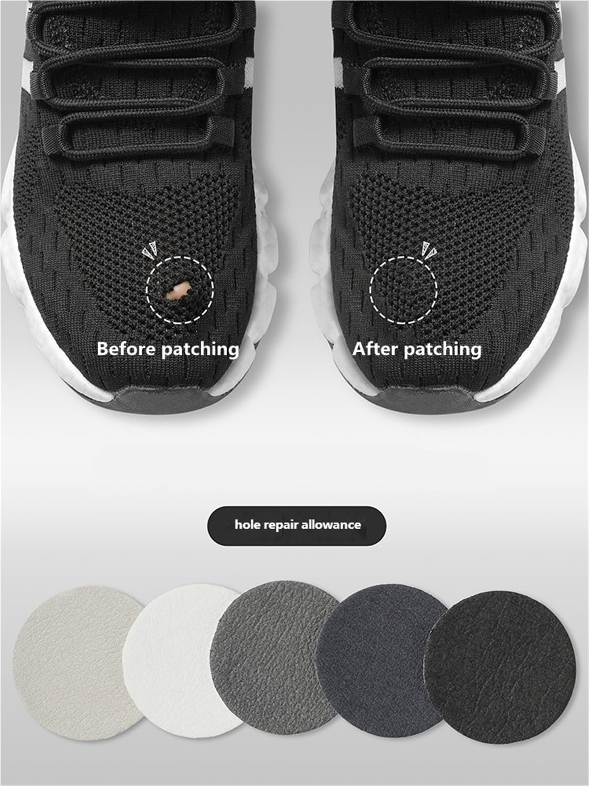 5 Juegos de parches for zapatos, pegatinas reparación Vamp, plantillas adhesivas subsidio, Protector talón, herramienta per punta e tallone di sneakers