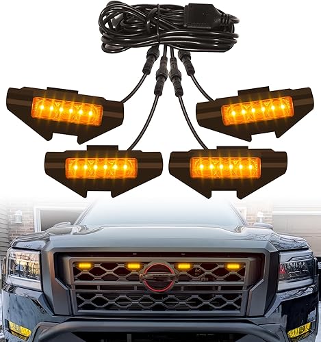 Luces de parrilla para Nissan Frontier 2022-2024 Parachoques delantero Marcador de Parachoques Delanteros Lámparas de cabeza de acento DRL PRO 4X X
