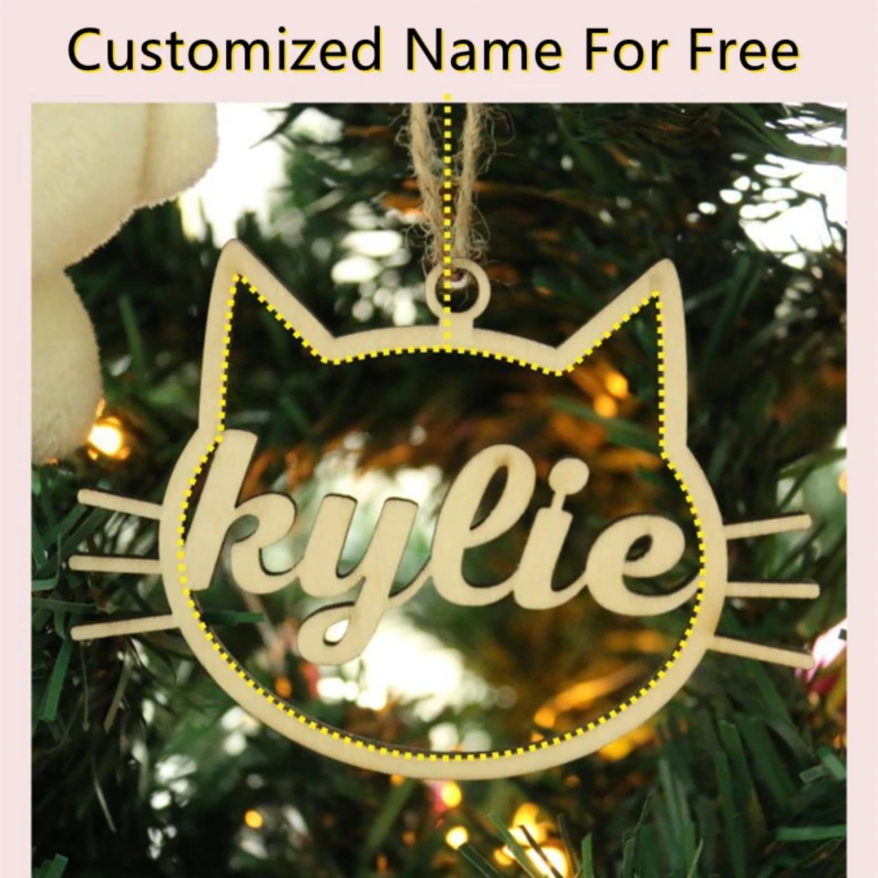 Adorno personalizado con nombre de mascota con diferentes nombres para colgar en el árbol, adorno personalizado de madera para decoración de Navidad, regalo de madera 2024 (20 unidades)